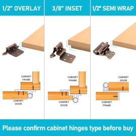 1/2" Overlay Partial Wrap Bronz Cabinet Hinges, Oil Rubbed Bronze Self Closing Cabinet Hinge for Kitchen Cabinet Doors,20 Pack (10 Pairs)