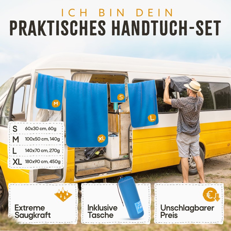 Backpacker's Journey Microfibre Towels in S, M, L, XL, Travel