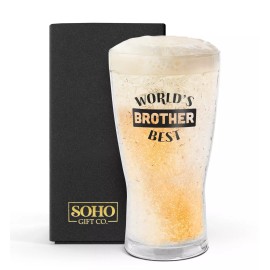 SoHo Freezer Cup Gift for Brother Chiller Mug Drinking Glass “Worlds Best Brother”
