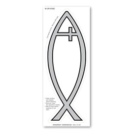 Silver Cross Fish Magnet by Magnet America Is 2.625" x 7" Made for Vehicles and Refrigerators