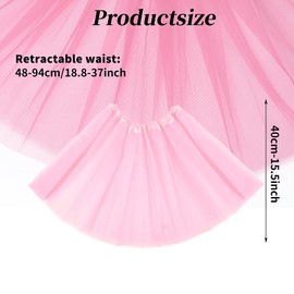 Women's Tulle Skirt Teen Adult Classic Elastic 3 Layered Tulle Tutu Skirt for Dress-up Parties Dancing for Women (Pink)