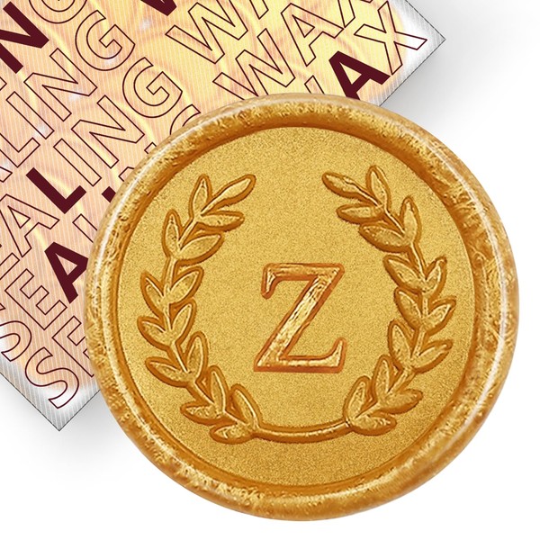 100Pcs Gold Letter Z Adhesive Wax Seal Stickers, Hand-Made, No
