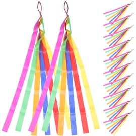 Tomaibaby 12pcs Rainbow Dance Ribbons Kids Ribbon Toys Rhythm Ribbon Streamers Sensory Toys for Talent Shows Artistic Dancing