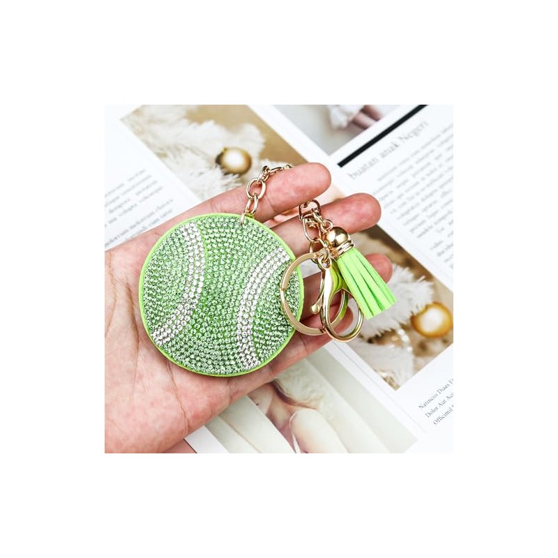 Rhinestone Baseball Keychain for Women and Men,Bling Sport Ball Keyring