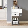 DORTALA Rolling Craft Storage Cart, Wooden Utility Cart w/ 3