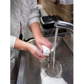 Vikan 64405 Stiff Nail Scrubbing Brush Clean Bathroom Kitchen Upholstery Fabric 13cm x 5cm x 4cm, White