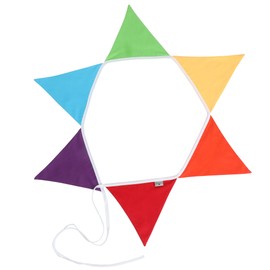 PREMYO Bunting Children's Room Unisex Fabric – 6 Bunting Garland on Both Sides – Baby Room Decoration Rainbow Colourful