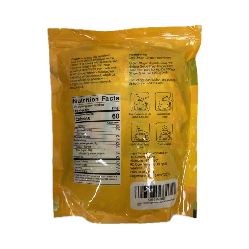 Apexy Instant Ginger Honey Crystal 18g X 24 Sachets (Original)