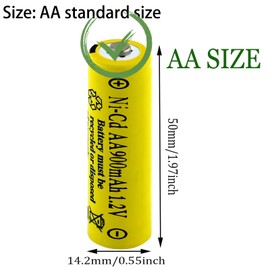 Yibatopow Ni-cd aa 900mah 1.2v Rechargeable Batteries for Outdoor Solar Lights,Solar Lawn Lamp,Solar lamp Post, String Lights, Garden Lights, Solar Wall Lights(8 Counts)