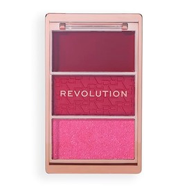 Revolution, Blush Icon Palette, Cream & Pressed Powder Blusher, Highly Pigmented, Face Palette, Vegan & Cruelty-Free, 3 Shades, My Cherry Truth