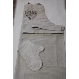 Pure Kitchen apron with a pocket & mitten for handling utensils (100% Linen)