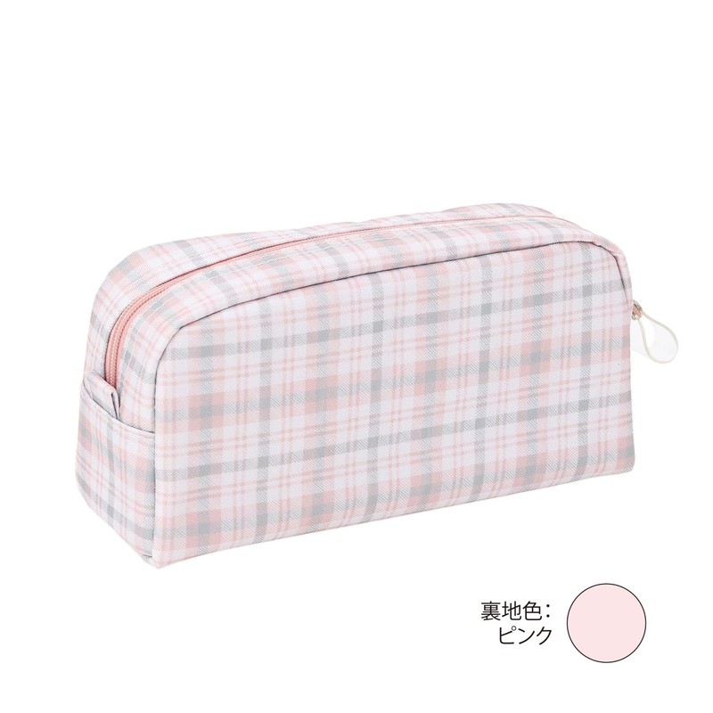 M-Plan Cubix Makeup Case, Checkered, Pink/Beige