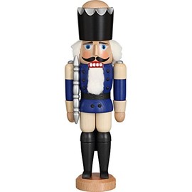 Seiffener Volkskunst German nutcracker King ash-tree blue, height 29 cm / 11 inch, original Erzgebirge by SV 11311/2