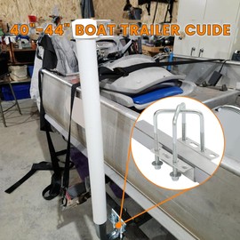 KUAFU 40"-48'' Boat Trailer Guide for Ski Boat Fishing Boat or Sailboat Trailer Fits Frames up to 3" W x 4-1/4" H Silvery Brackets & White Pipes