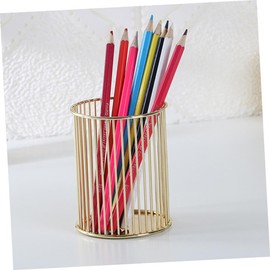 Operitacx 2pcs Gold Round Pen Holder Iron Craft Desktop Makeup Brush Pot Multi-purpose Organizer for Stationery and Office Supplies Nordic Style Design Elegant Storage for Your Desk