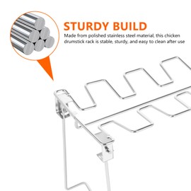 Happyyami Foldable Stainless Steel Chicken Leg Grill Rack Slot Roasting Holder for Drumsticks Wings for Outdoor BBQ Camping Even Heat Distribution Easy to Clean