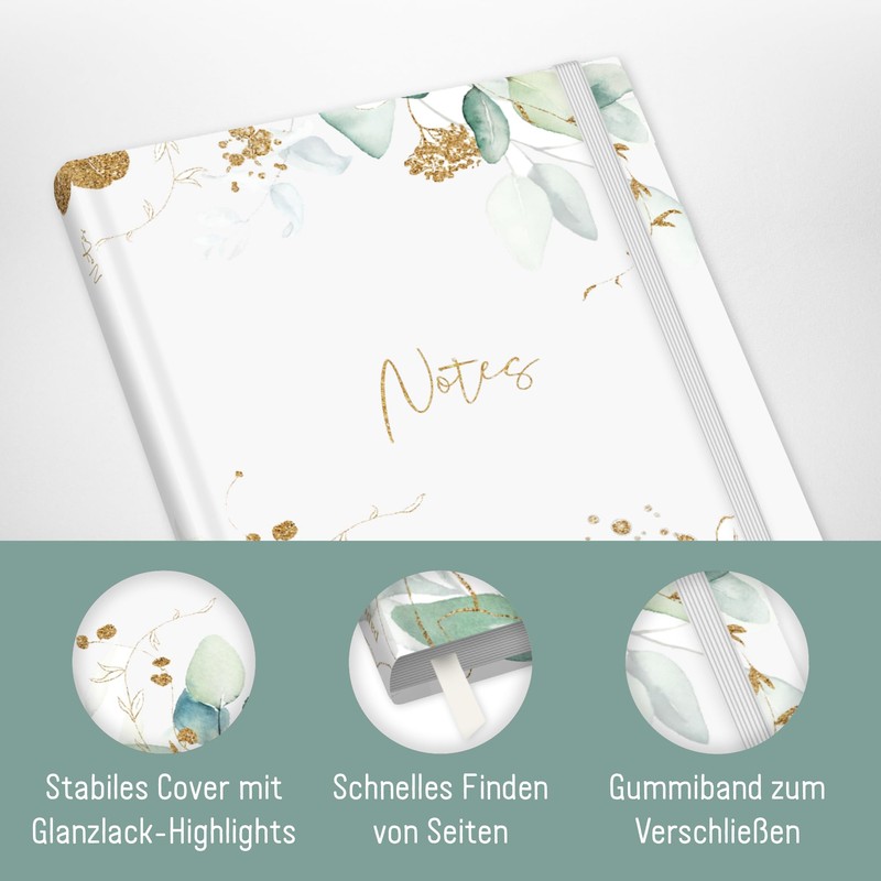 Trendstuff by Häfft Notebook A5+ Squared with Elastic Band [Gold