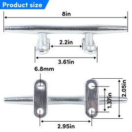 VEITHI 8 inch Chromium-Plated Boat Cleat 2 Pack, Boat Dock Cleats Open Base, Boat Cleats-Dock Cleat, Dock Cleats with Fasteners, Rope Cleat for Tying up Boats,Marine Decor