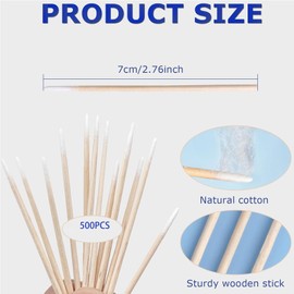 500 Pcs Pointed Cotton Swabs, Biodegradable Cotton Buds for Makeup, Nail Cleaning, Eyebrow Tattoo, and Precision Cleaning, 100 Pcs per Pack