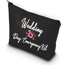 PXTIDY Bride Wedding Day Survival Kit Bride Makeup Bag Bridal Shower Gift Wedding Makeup Bag Bride to Be Gifts (black)