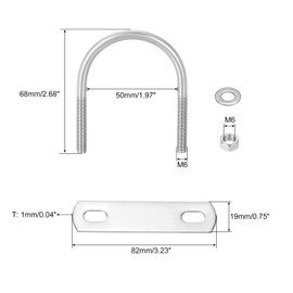 uxcell Round U-Bolts, 8 Sets 50mm(1.97") Inner Width 68mm Length M6 304 Stainless Steel U Clamp Bolt with Nuts and Plates, for Boat Trailer