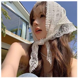 ZYALTFDC Scarf Headbands for Women Hair Scarf Headband Lace Head Scarf for Women's Hair Accessories for Hair Styling White Lace Headband