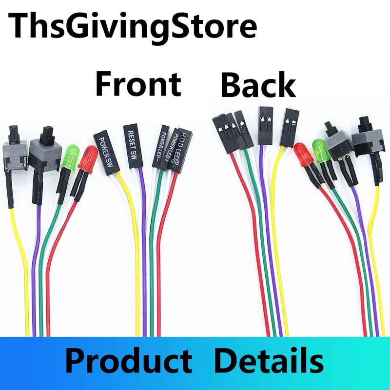 1 Pack Desktop Computer Case Motherboard On/Off/Reset/HDD Switch Power Cord