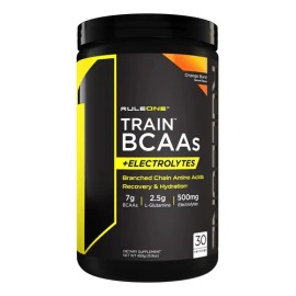 Aminoácidos Rule 1 Train BCAAs con Electrolitos 450g Sabor Orange Burst                                                                               