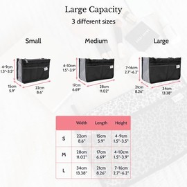 Periea Chelsy Handbag Organiser Insert (Black with Neon Orange Zip, Medium)