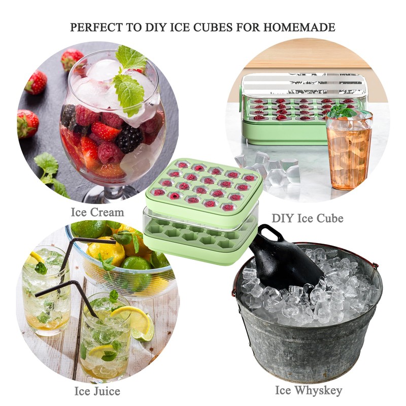 Ice Cube Tray with lid and Ice Cube Bin, Press