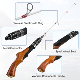 Ice Fishing Rod Portable Ultralight Ice Spinning Rod Mini Ice Fishing Pole Winter Ice Fishing Gear for Panfish Crappie Bass Trout Walleye Perch