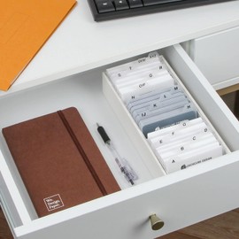 Jack Cube Carbon Fiber Business Card Organizer Business Card Holder Name Card Organizer Name Card Holder With Removable Divider For Desk(White, 10.9 x 4.47 x 24.7 cm)-MK171B