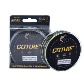 GOTURE Fishing Line, PE Braided Line, 4 Strands, PE30 Material, High Density Braid, Smooth Surface, Low Resistance, Abrasion Resistant, High Strength, Low Stretch Sensitivity, Good Flexibility, Ideal