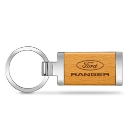 iPick Image Made for Ford Ranger Laser Engraved Maple Wood Chrome Metal Trim Key Chain