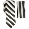 Stacy Adams Men's Solid Woven Formal Stripe Tie Set, Black/White,