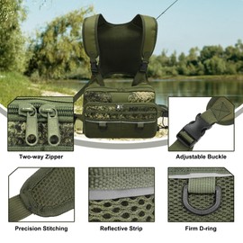 Fishing Chest Pack, Fly Fishing Bag for Men and Women, Tackle and Fly Boxes Storage Pack, Hunting Binocular Pack (Green)
