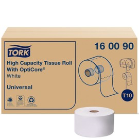 Tork OptiCore® Mid-size Toilet Paper Roll White T10, Universal, 2-ply, 12 x 2000 sheets, 160090