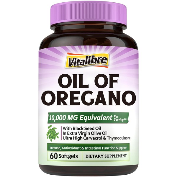 Vitalibre Oil of Oregano 10000mg with Black Seed Oil, 20:1