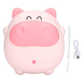 Hand Warmer Cartoon Pig Shape 2 Levels Temperature Adjustment USB Charging Mini Hand Warmer with Night Light Pink