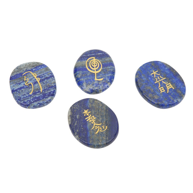 4Pcs Reiki Symbols Stones Smoother Surfaces Engraved Reiki Stones for