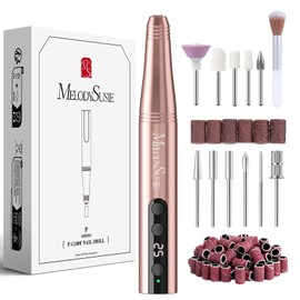 MelodySusie Wireless Electric Nail Cutter 11 in 1 Kit, PC180F 25000RPM Portable Nail File Set for Acrylic Gel Dip Powder Nails, 25 Speeds Manicure Pedicure Polishing Shaping Tools (Gold)