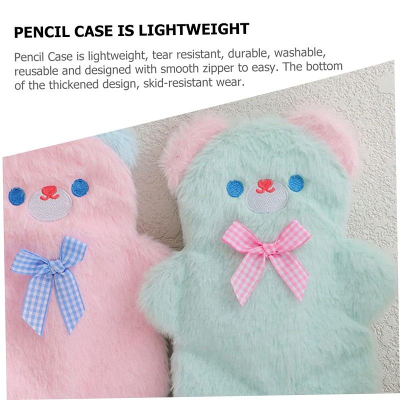 jojofuny 2Pcs Plush Pencil Case Cute Bear Design Pencil Pouch