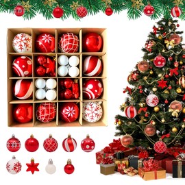 42PCS 6cm Christmas Ball Ornaments Shatterproof Balls Christmas Tree Hanging Balls Christmas Ornaments Balls Xmas Balls Ornaments Shatterproof Christmas Decorations with Strings for Xmas Tree Red