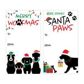 Santa Paws Christmas Christmas Gift Tags, Self-Adhesive Stickers – 75 Labels, Merry Woofmas Pet Holiday Gift Tags