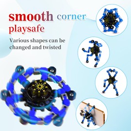 Hdnpea 4 Pcs Easter Basket Stuffers Fidget Toys Transformable Fidget Spinners Fingertip Gyros Sensory Toys Robot Toy Stress Relief for Adults Kids（Blue）