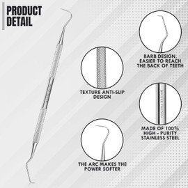 Professional Dental Tools Tartar Scraper for Dentist, Personal Use and Pets Stain Plaque Remover for Teeth, Premium Oral Care Double Ended Dental Probe Scaler | Stainless Steel
