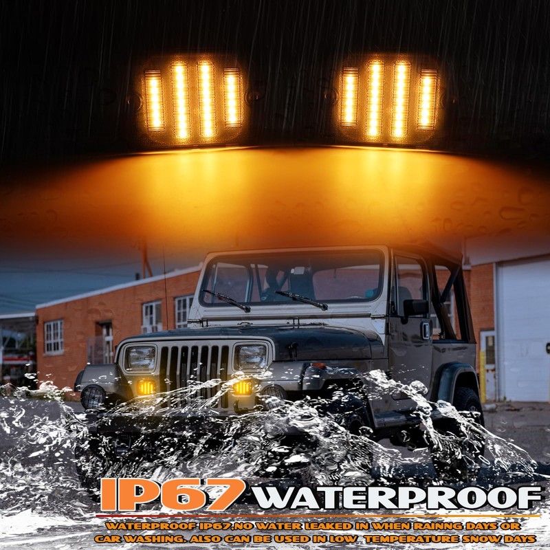 AreLokpri Amber Front Turn Signal Lights Compatible for 1987-1995 Wrangler
