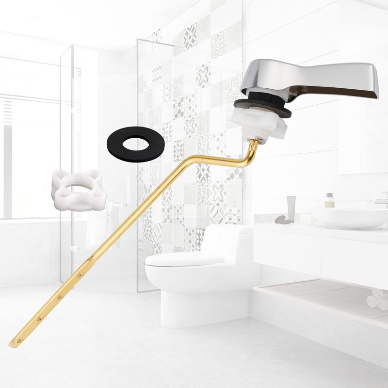 Hibbent Universal Metal Side Mount Toilet Handle Replacement Kit, Brass