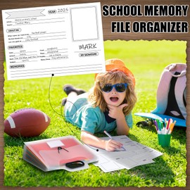 Motipuns School Memory Box K-12 Memory Book Photo Album for Kids, School Years Keepsake Scrapbook from Preschool Through 12th Grade with 13 Pocket for Storage Pictures File Keeper(2 Pcs,White)