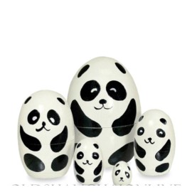 Cal Mart Gifts Wood Nesting Doll-Panda, Set Of 5